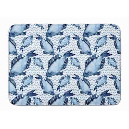 Carolines Treasures Beach Watercolor Fishes Machine Washable Memory Foam Mat BB7532RUG